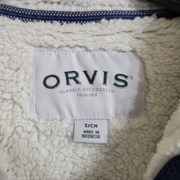 NWT•Orvis Men's Navy Blue Fleece Lined 1/4 Zip Pullover•Handwarmer Pockets•Small - Picture 7 of 9